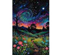 fghgbf Dipingere con i Numeri Adulti,Notte sul campo Kit di Pittura su Tela Fai-da-Te per Principianti,40x50cm con 3 Pennelli e Colori aAcrilici Paint by Numbers per Casa Decora Regalo con cornice