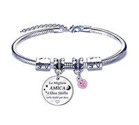 FGHJK Regali Natale Amica Bracciale Braccilaetto Amica Regali di Amicizia Regalo Donna Compleanno La Migliore AMICA è Una Stella nelle Notti più Buie Braccial Amicizia Amica Regalo di Laurea