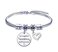 FGHJK Regali Natale Madrina Regalo Madrina Braccialetto Bracciale Madrina La migliore MADRINA dell'universo Idea Regalo Pasqua/Battesimo Bracciale Migliore Madrina Regalo Donna Compleanno