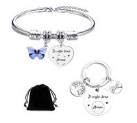 FGHJK Set Regalo per Nonna, Bracciale con Charm e Portachiavi con Ciondoli Decorativi, con Sacchetto Regalo Festa dei Nonni Idee Regalo Anniversario Natale (3)