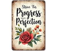 FGHRR Strive for Progress Not Perfection Targa in metallo in alluminio vintage Targa in metallo arte pittura in ferro per interni ed esterni Decor Room 30,5 x 20,3 cm