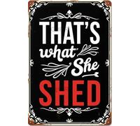 FGHRR Targa in alluminio con scritta "That's What She Shed" su sfondo nero, accessori in metallo, 30,5 x 20,3 cm