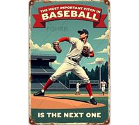 FGHRR The Most Important Pitch in Baseball is The Next One Targa in metallo vintage in alluminio pittura artistica per interni ed esterni decorazione camera 30,5 x 20,3 cm