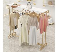 FGHUF Stand Appendiabiti di Moderno E Semplice, Porta Abiti da Pavimento, Appendi Abiti Metallo Ferro, Appendino da Terra Oro con Doppio Asta di Sospensione Usato per Negozio Camera