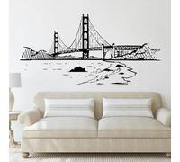 FGJFGGFR Adesivo da parete in PVC nero adesivo da parete con skyline di San Francisco adesivo murale con città decalcomania per soggiorno e camera da letto