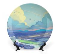 Fgjkt Decorative Plates, Birds & Peonies Chinese Painting Display Plate for Home Office Kitchen Table Decoration Porcelain Plates,6inch