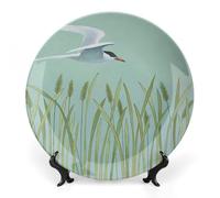 Fgjkt Decorative Wall Hanging Plates, A Coastal Sandpiper Plate Wall Hanging Decoration,Including Bracket And Special Spring Hook, Home Decor for Furniture,8inch