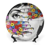 Fgjkt Piatto Lina Cavalieri, Piatto Decorativo da Parete, Decorazione da Appendere alla Parete con Piastra Facciale Misteriosa, Staffa Inclusa E Gancio A Molla Speciale,Style-9,7inch