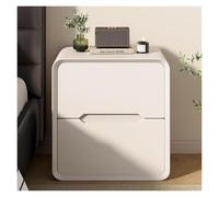 fgjsTfdhg Comodino in legno massello largo 19,7'' con 2 cassetti portaoggetti, comodini laterali, mobiletto maniglie invisibili for camera da letto(White,50cm)