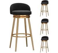 FGJUYLKvchgf Sgabelli da bar con seduta imbottita in velluto, struttura robusta, adatti for isola cucina/sala da pranzo(4pcs - Black)