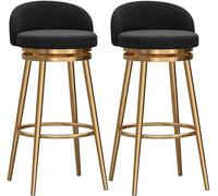 FGJUYLKvchgf Sgabelli da bar con seduta imbottita in velluto, struttura robusta, adatti for isola cucina/sala da pranzo(2pcs - Black)