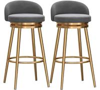 FGJUYLKvchgf Sgabelli da bar con seduta imbottita in velluto, struttura robusta, adatti for isola cucina/sala da pranzo(2pcs - Grey)