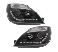 FGKDLDZCZM Copertura Vetro Faro Per Ford Per Fiesta Per Mk6 2002-2009 1 Paio Di Fari Anteriori Con Proiettore Interni Neri E Luci Diurne A LED