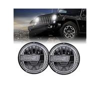 FGKDLDZCZM Copertura Vetro Faro Per Jeep Per Wrangler Per JK Per LJ Per CJ Per TJ 1997-2016 2 Pezzi Fari Anteriori A LED Rotondi Da 7 Pollici Con Abbaglianti E Anabbaglianti Con DRL
