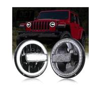 FGKDLDZCZM Copertura Vetro Faro Per Jeep Per Wrangler Per JK Per TJ Per LJ Con DRL Fari Anteriori Anabbaglianti Fari Anteriori 2 Pezzi Fari Rotondi Da 7 Pollici