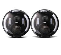 FGKDLDZCZM Copertura Vetro Faro Per Toyota Per FJ Per Cruiser Per Land Per Cruiser Per FJ40 Per FJ45 Per FJ60 Fari Anteriori Faro Anteriore Faro Anteriore 4X4 Da 7 Pollici(A 50w Halo light Black)