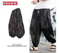 FGKKS 2023 Pantaloni di marca da esterno per uomo Lce Silk Dragon Fiore scuro Bloomers larghi Pantaloni casual a gamba larga di alta qualità maschile