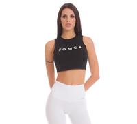 FGM04 Donna - Canotta Crop Essential, Bianco/Nero, XS-S/M-L, Scollo Tondo Classico per Massimo Comfort, Tessuto 4 Stagioni, 100% Made in Italy (IT, Testo, XS, S, Regular, Regular, Nero)