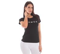 FGM04 Donna - T-Shirt Essential, Bianco/Nero/Prugna, XS-S/M-L, Scollo Tondo Classico per Massimo Comfort, Tessuto 4 Stagioni, 100% Made in Italy (IT, Testo, XS, S, Regular, Regular, Nero)