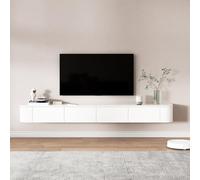 FGNIXLN Mobile basso per TV, 160 - 240 cm, per il soggiorno, adatto per il soggiorno e la camera da letto (bianco, 160 cm)