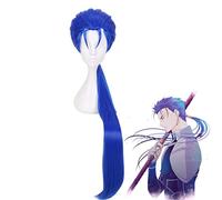 FGO Fate Grand Order Caster Cu Chulainn Parrucche Cosplay Blu Lungo Rettilineo Capelli sintetici Halloween Costume Party Gioca parrucche per uomo MZ-517
