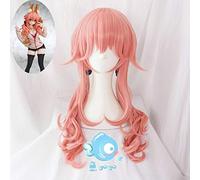 FGO Fate Grand Order Servitore extra Rotella Tamamo No Mae Rosa lunga Coda di cavallo Capelli lisci/Ricci Cosplay Capelli sintetici + Parrucca gratis Cappellino B riccio