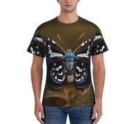 FGPkjh Bella falena stampa ali da uomo classica moda manica corta comoda t-shirt palestra allenamento sport attività, Nero , S