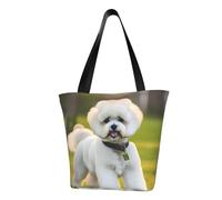 FGPkjh Bichon Frise Dog on the grass Print Lightweight Shoulder Bag Summer Outings Tote Bags Travel Hiking Work Casual Use
