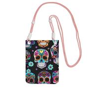 FGPkjh Borsa a tracolla per telefono con stampa di teschio di zucchero, resistente all'acqua, da viaggio, accessorio da corsa, rosa, Taglia unica