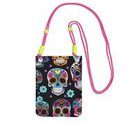 FGPkjh Borsa a tracolla per telefono con stampa di teschio di zucchero, resistente all'acqua, da viaggio, accessorio da corsa, Fucsia, Taglia unica