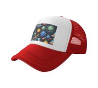 FGPkjh Cappello estivo da baseball con stampa a tema scienza dei cartoni animati Berretto da baseball in rete traspirante unisex alla moda sport all'aperto, Rosso, Taglia unica