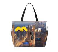 FGPkjh città foto notte stampa impermeabile spiaggia borsa da viaggio leggero pieghevole borse di tela palestra picnic vacanza