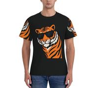 FGPkjh Elegante Tiger-gigapixel-Standard-Scale-4_00x Stampa Uomo Classico Moda Manica Corta Comoda T-shirt Palestra Allenamento Sport Attività, Nero , XL