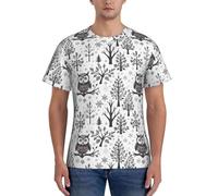 FGPkjh Maglietta a maniche corte da uomo con stampa di rami di albero con gufo, comoda, per palestra, allenamento, attività sportive, Nero , S