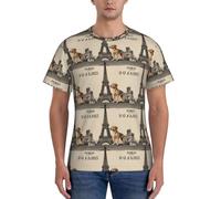 FGPkjh Maglietta da uomo a maniche corte con stampa cane e Paris Towe, classica, alla moda, comoda, per palestra, allenamento, attività sportive, Nero , L