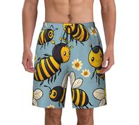 FGPkjh Pantaloncini da bagno da uomo con stampa a forma di ape, stile cartone animato, da spiaggia, atletica, leggeri, estivi, surf, sport, Nero , L