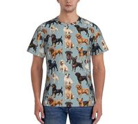 FGPkjh T-shirt da uomo classica a maniche corte con stampa di razza di cane, comoda, per palestra, allenamento, attività sportive, Nero , M