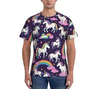 FGPkjh T-shirt da uomo classica alla moda a maniche corte con stampa unicorno, comoda, per palestra, allenamento, attività sportive, Nero , L