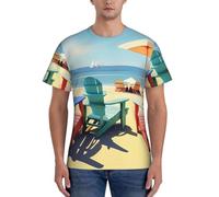 FGPkjh T-shirt da uomo con stampa di sedie da spiaggia e paesaggi classici alla moda, a maniche corte, comoda, per palestra, allenamento, attività sportive, Nero , L