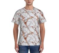 FGPkjh T-shirt da uomo con stampa in marmo bianco e oro rosa, classica, alla moda, a maniche corte, comoda, per palestra, allenamento, attività sportive, Nero , L