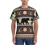 FGPkjh T-shirt da uomo con stampa orso, classica, alla moda, a maniche corte, comoda, per palestra, allenamento, attività sportive, Nero , L