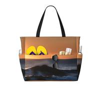 FGPkjh Ultimi raggi di sole sopra il mare stampa onde impermeabile spiaggia borsa da viaggio leggero pieghevole borse di tela palestra picnic vacanza