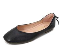FGRID Ballerine da Donna con Punta Chiusa, Ballerine Casual con Punta Quadrata e Papillon, Mocassini da Passeggio in Morbida Pelle Traspirante,Nero,33
