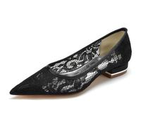 FGRID Ballerine da Donna con Punta Chiusa, Ballerine da Sposa Sexy a Punta in Rete di Pizzo, Scarpe Dolly con Tacco Basso ritagliate,Nero,41