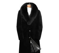FGRID Cappotto in Pelliccia Sintetica soffice da Uomo, Trench Lungo con Collo in Pelliccia di Visone Finto di Grandi Dimensioni, Cappotto Lungo Parka Caldo Invernale,Nero,4XL