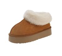 FGRID Pantofole da Donna Mini Stivaletti con Piattaforma, Pantofole in Peluche Fuzzy Moda Stivali da Neve con Collo in Pelliccia, Stivaletti Invernali Caldi Foderati in Pelliccia,Marrone,39