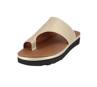 FGRID Sandali correttori per piede valgo donna, infradito alla moda zeppa in PU sintetico, scarpa ortopedica estiva punta a clip per alleviare il dolore e i sintomi dell'alluce valgo,D'oro,40