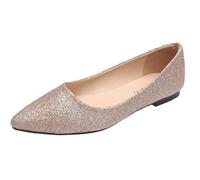 FGRID Scarpe Basse da Donna con Ballerine da Sposa, Scarpe da Ballo per Damigelle d'Onore con Punta Chiusa con Paillettes, Ballerine Eleganti con Ballerine in Ecopelle,d'oro,41