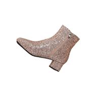 FGRID Stivaletti con tacco grosso con paillettes da donna, Stivaletti da sposa con tacco medio con punta tonda scintillante alla moda, Stivaletti corti cerniera per abito da sposa,D'oro,38