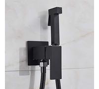 FGSHDBCU Gougeltd Rubinetto per Bidet Rubinetto per Doccia in Ottone Miscelatore per rondella Nera Miscelatore per Acqua Calda Fredda Gru Doccia Quadrata Spruzzatore Rubinetto per WC